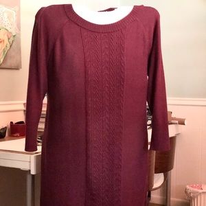 Spense Woman Burgundy Cable Knit Sweater Dress